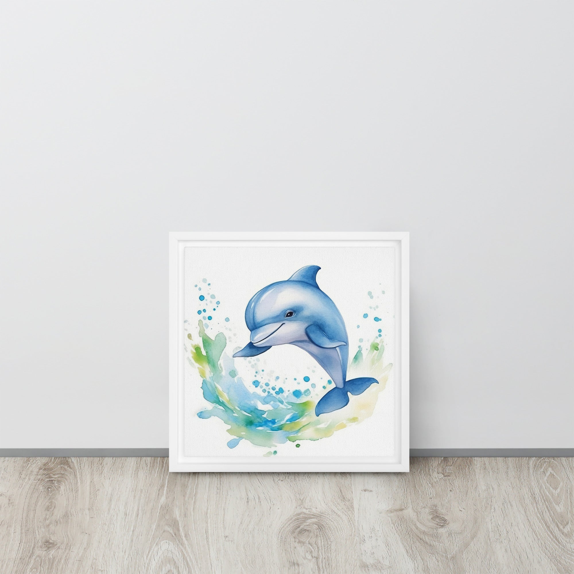 Dolphin Art Framed Canvas