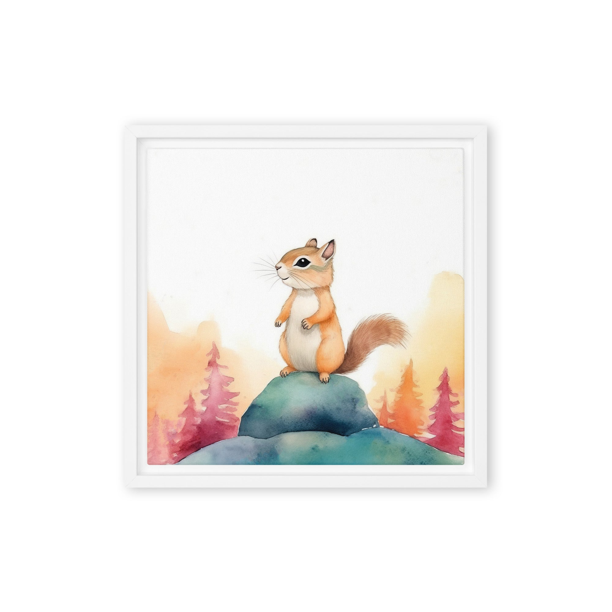 Chipmunk Art Framed Canvas