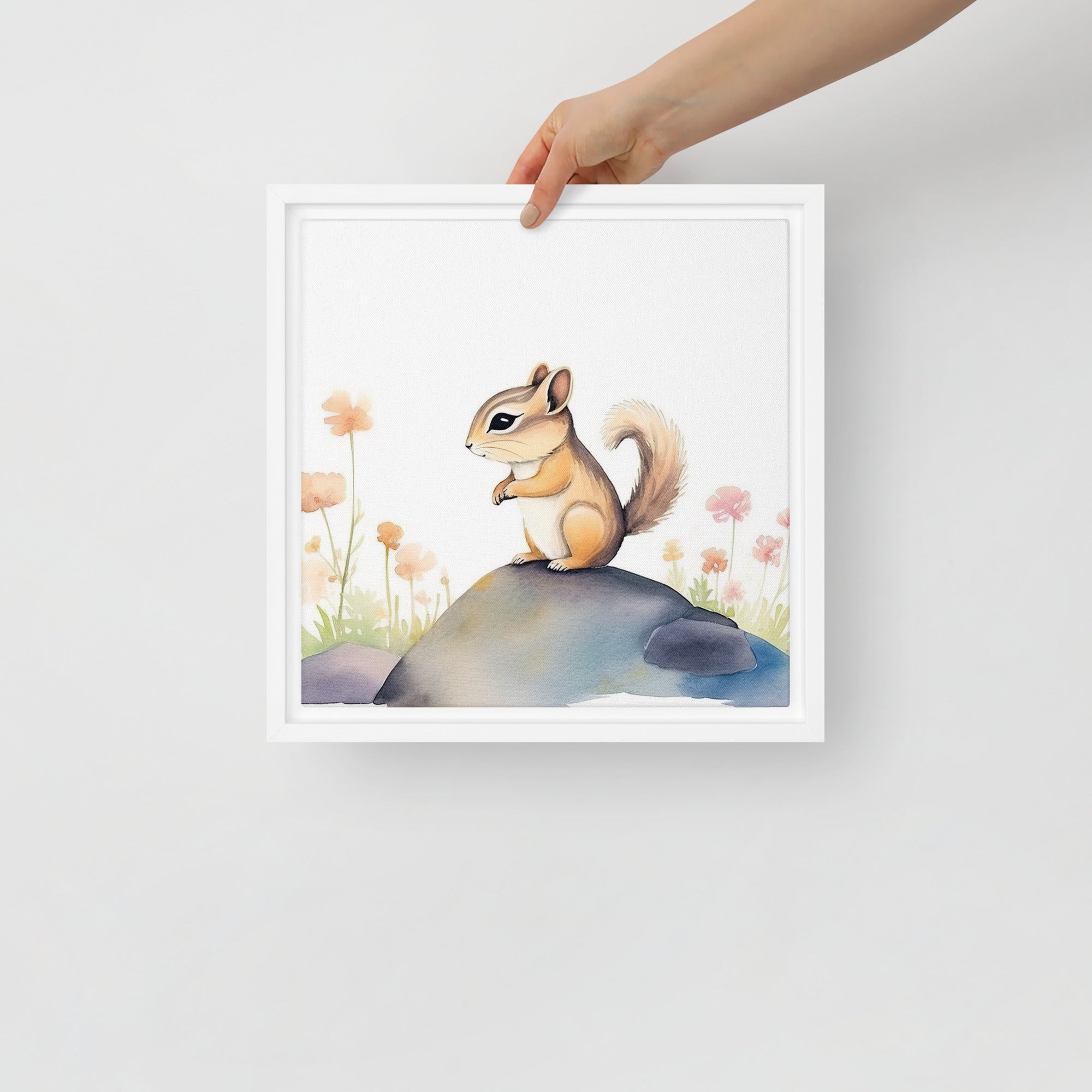 Chipmunk Art Framed Canvas