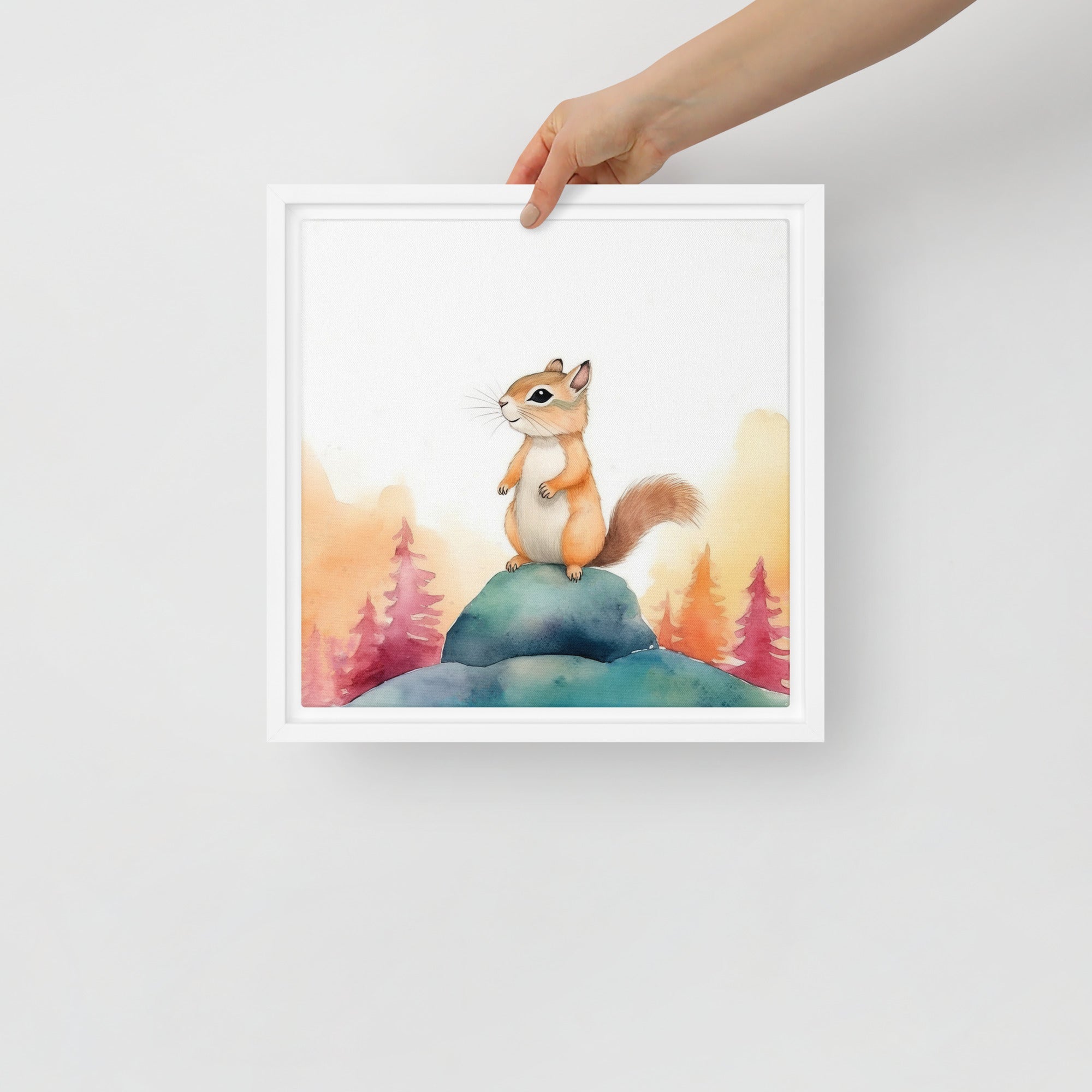 Chipmunk Art Framed Canvas