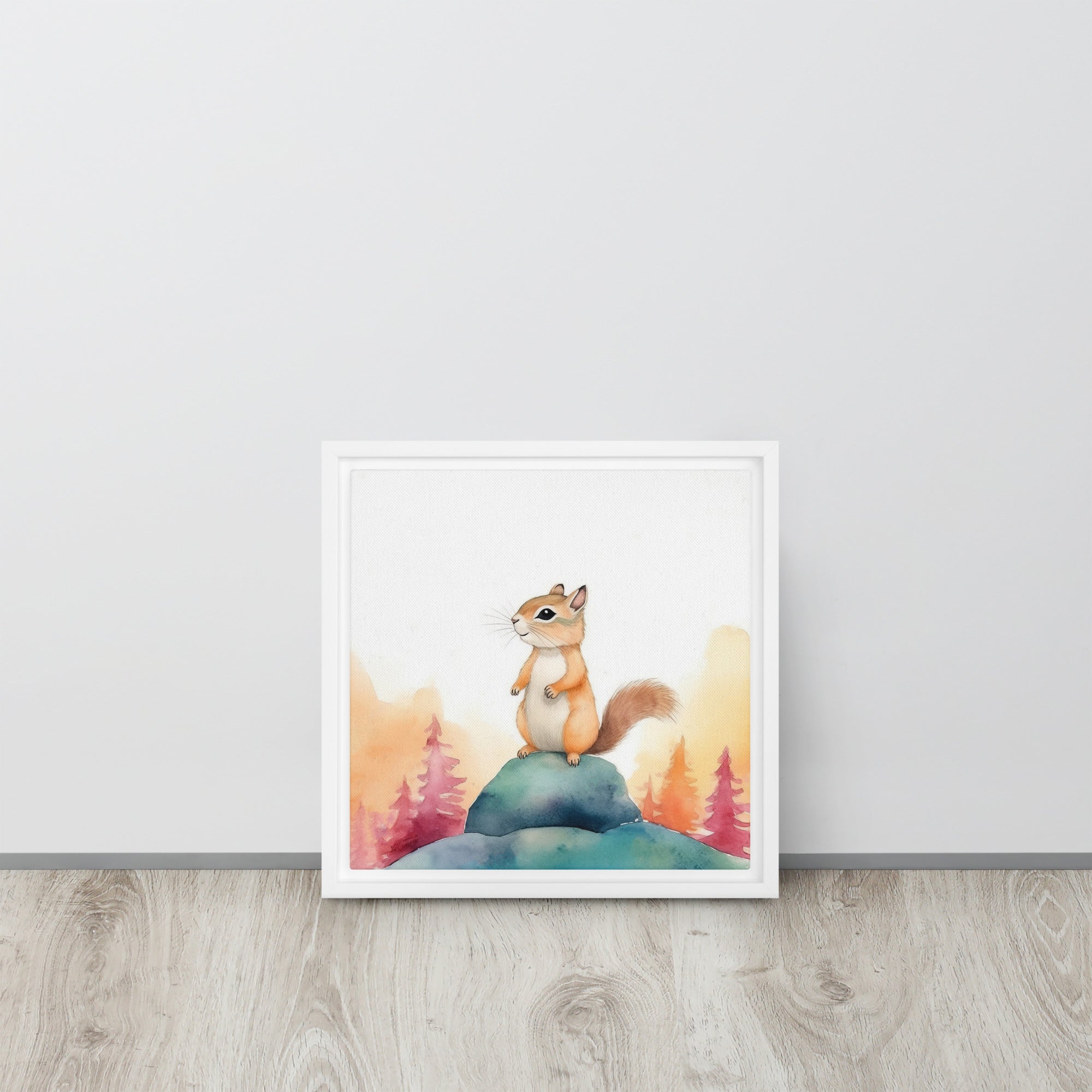 Chipmunk Art Framed Canvas