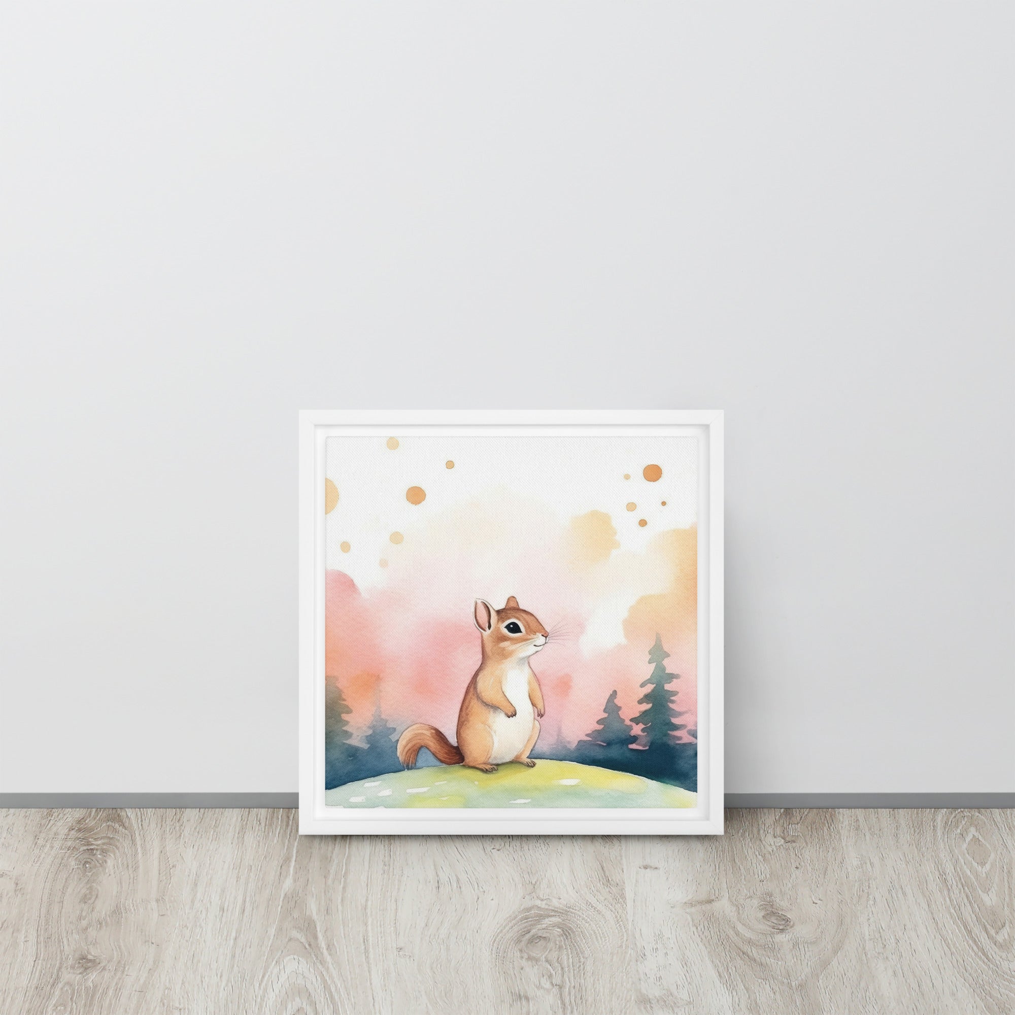 Chipmunk Art Framed Canvas