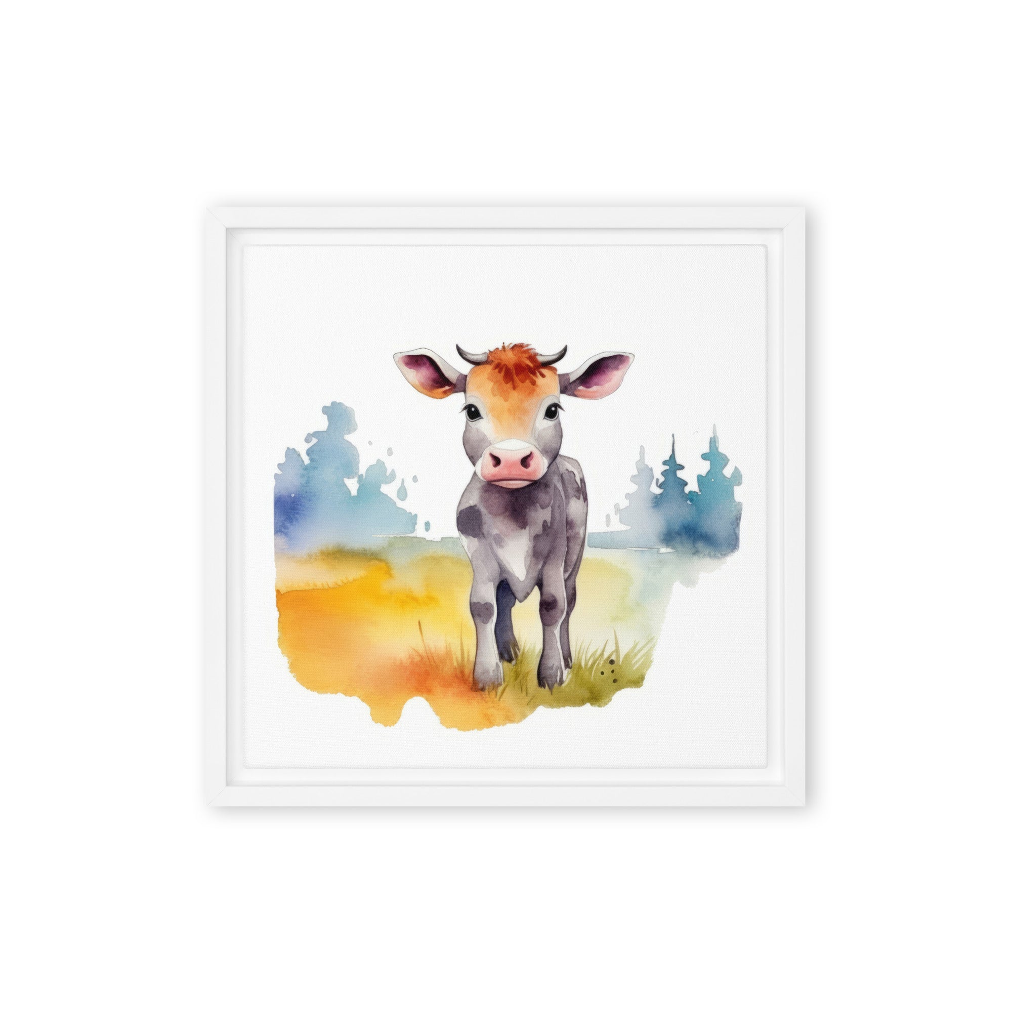 Cow Art Framed Canvas