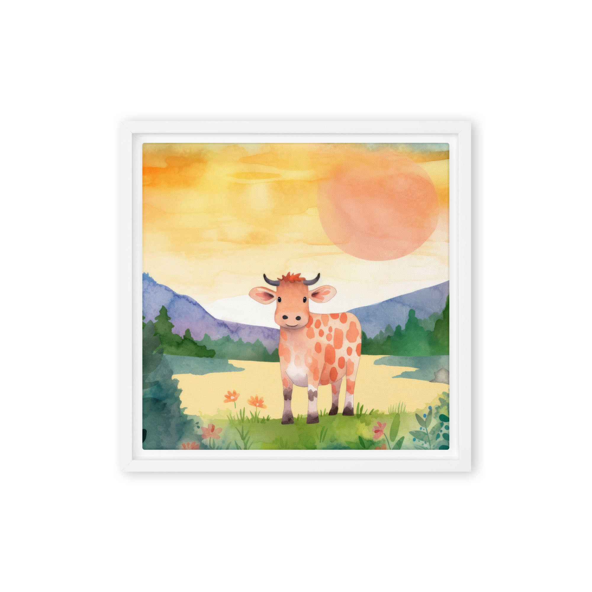 Cow Art Framed Canvas