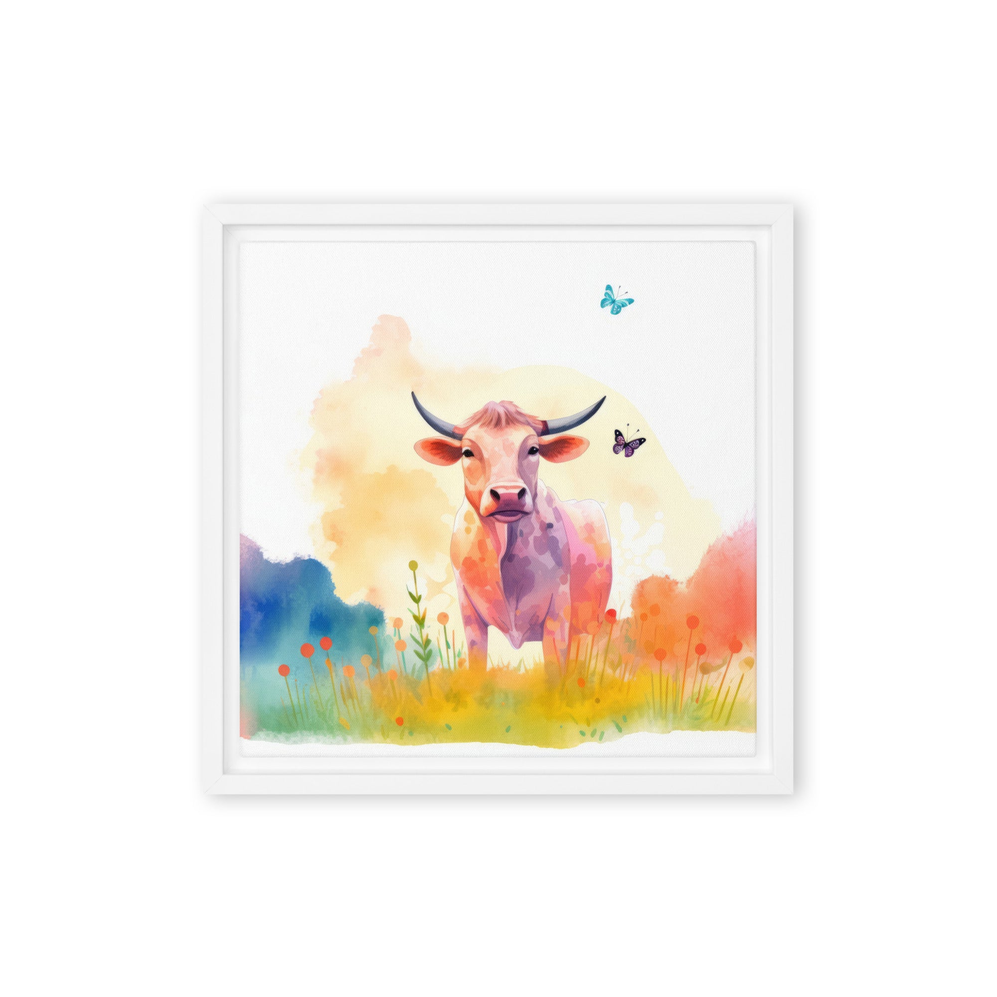 Cow Art Framed Canvas