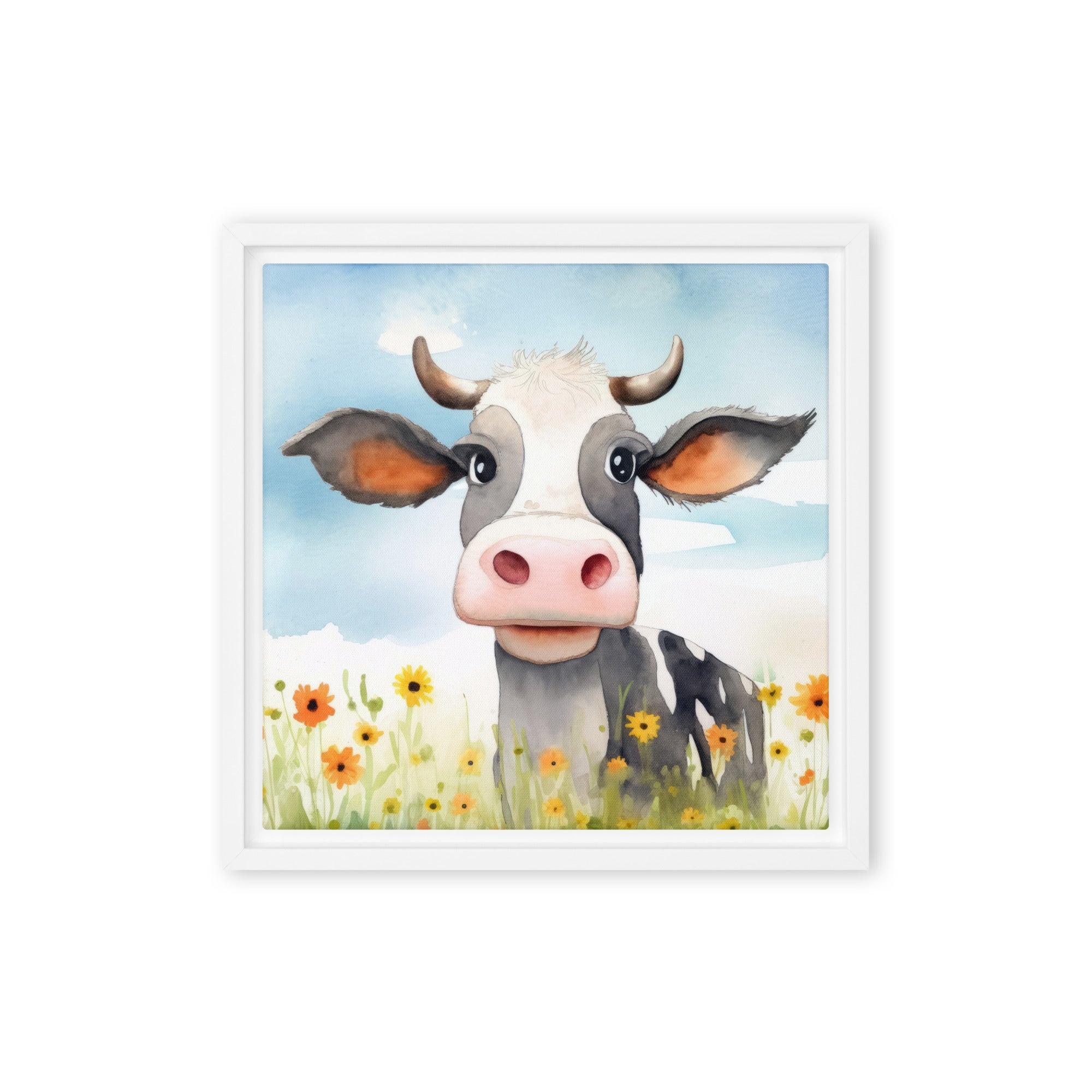 Cow Art Framed Canvas