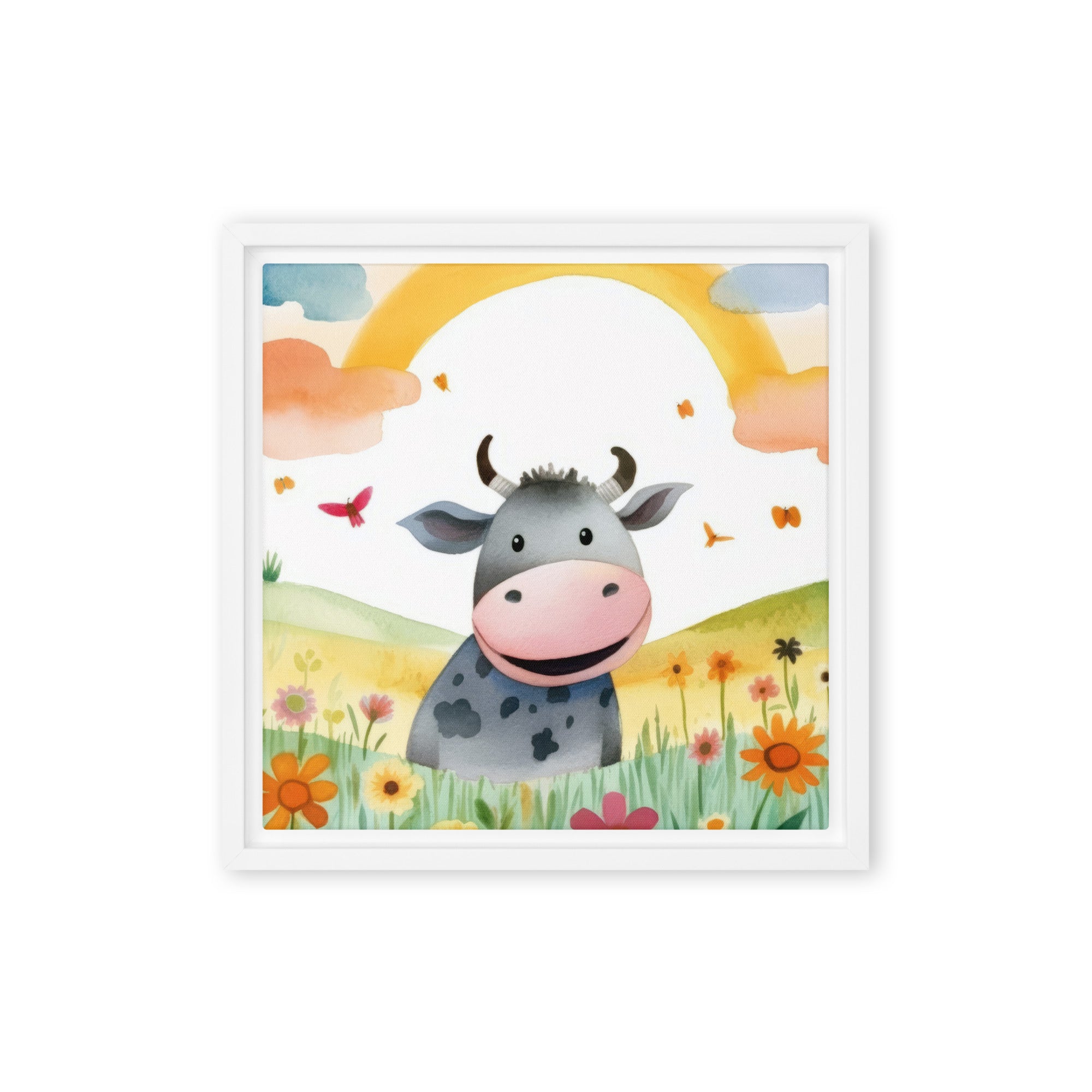 Cow Art Framed Canvas