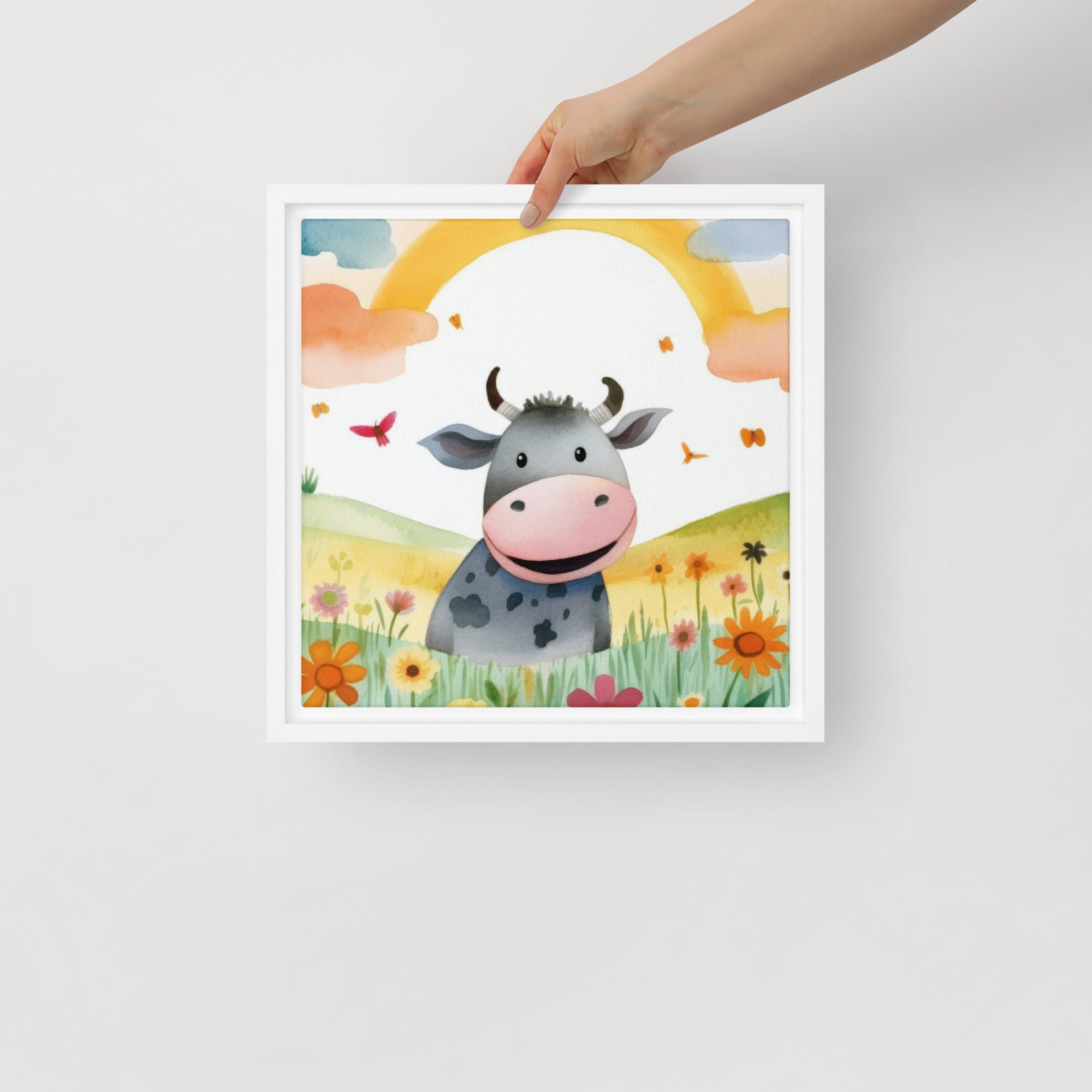 Cow Art Framed Canvas