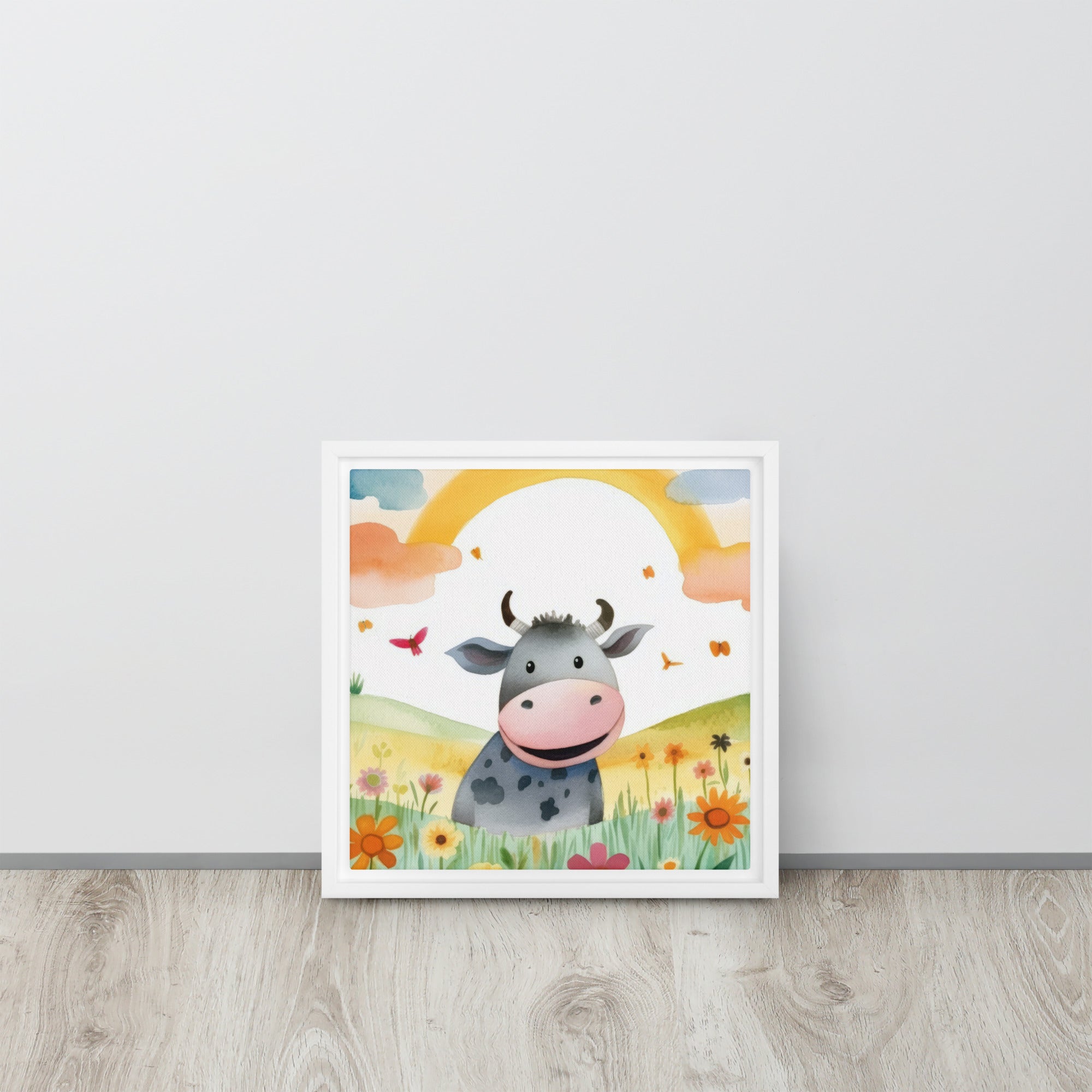 Cow Art Framed Canvas