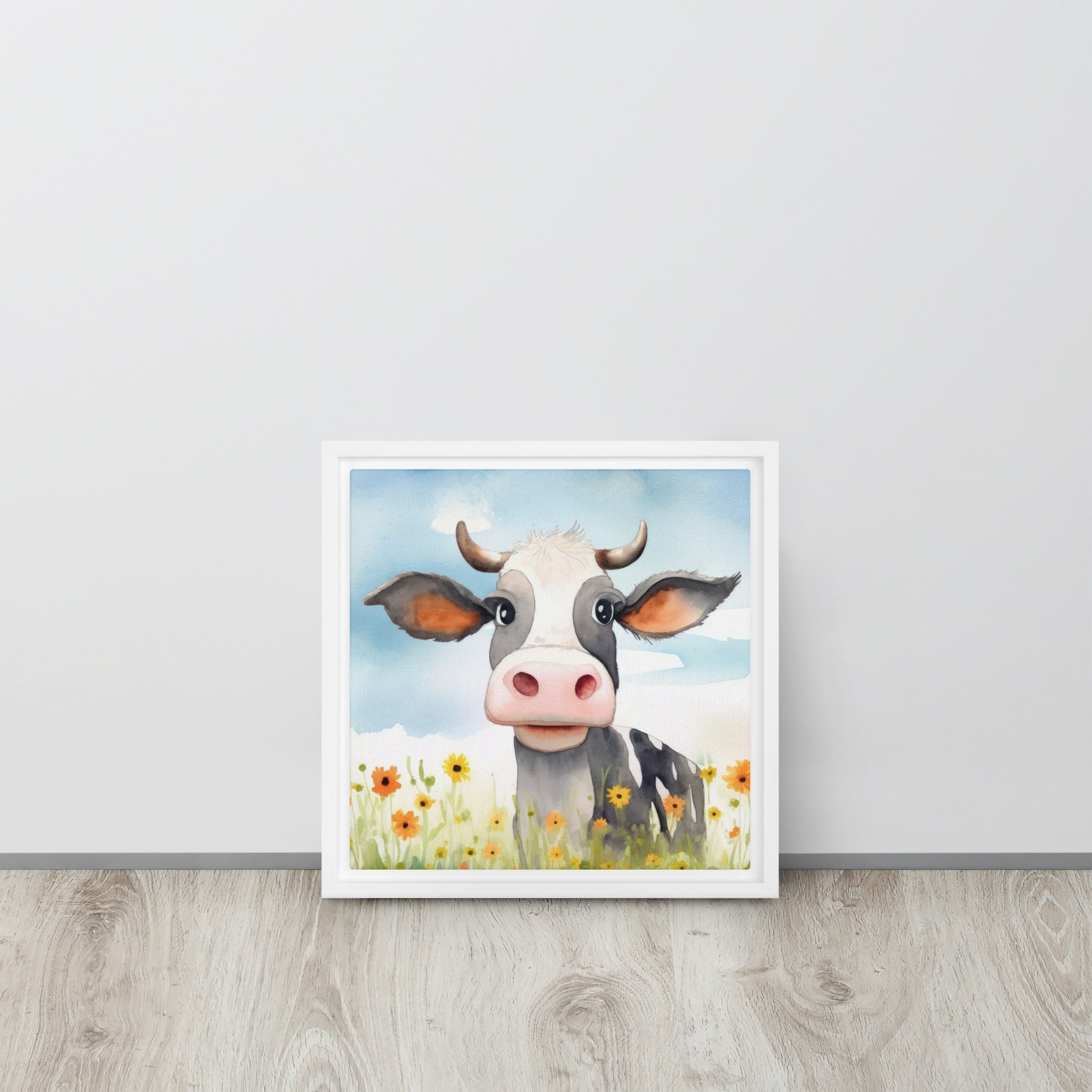 Cow Art Framed Canvas