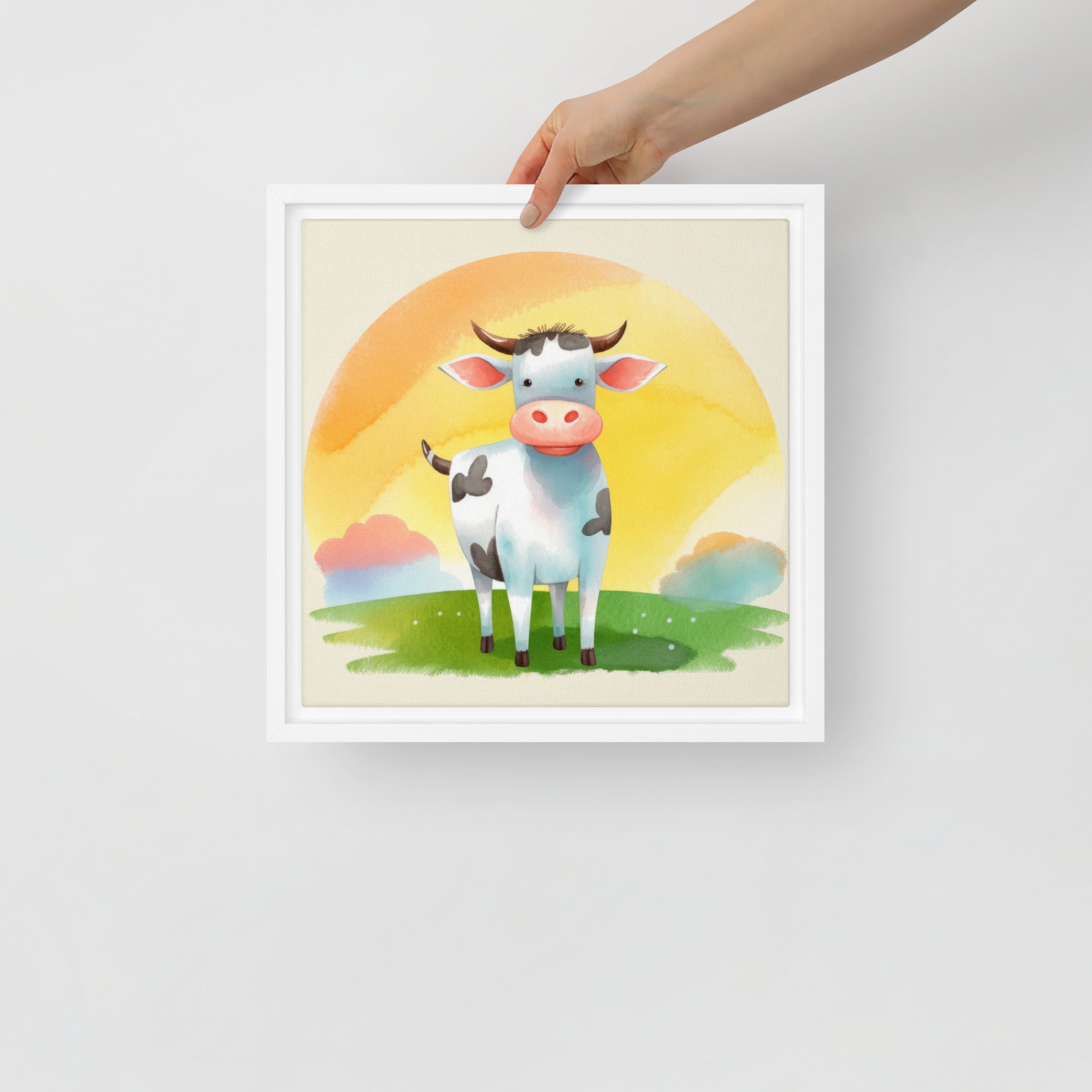 Cow Art Framed Canvas