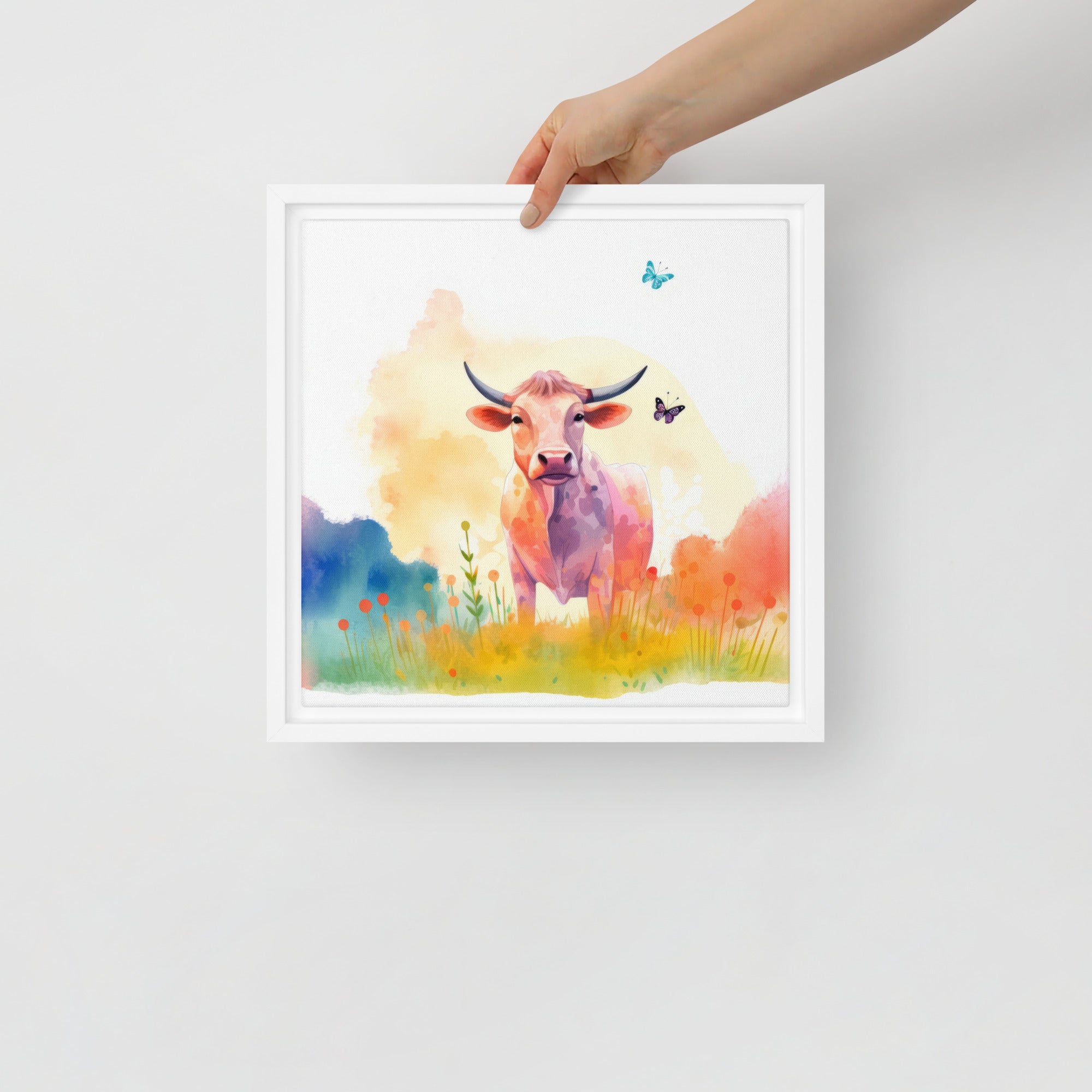 Cow Art Framed Canvas