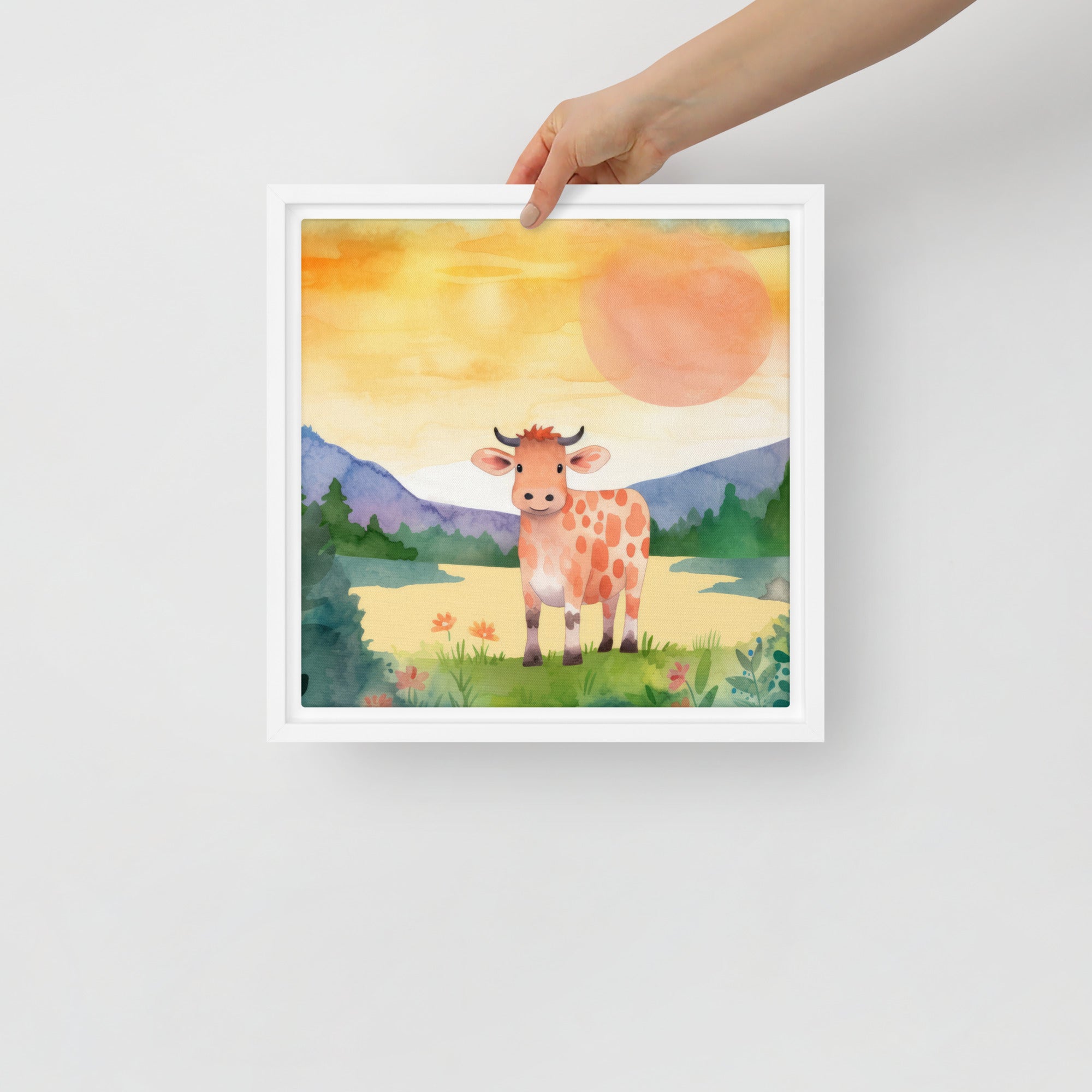 Cow Art Framed Canvas