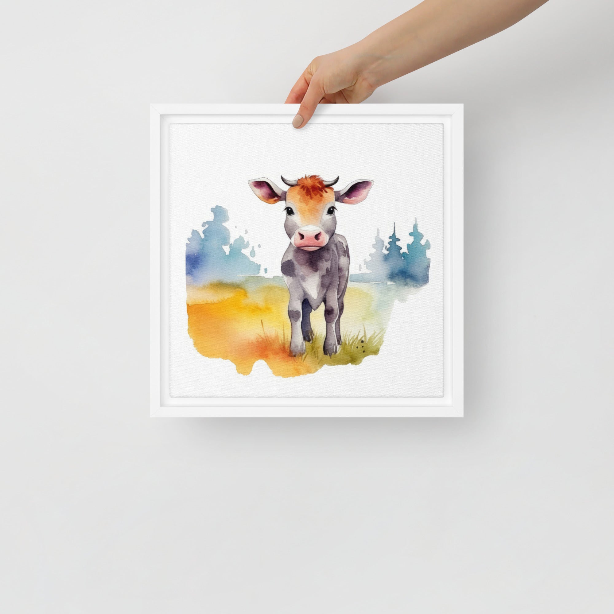 Cow Art Framed Canvas