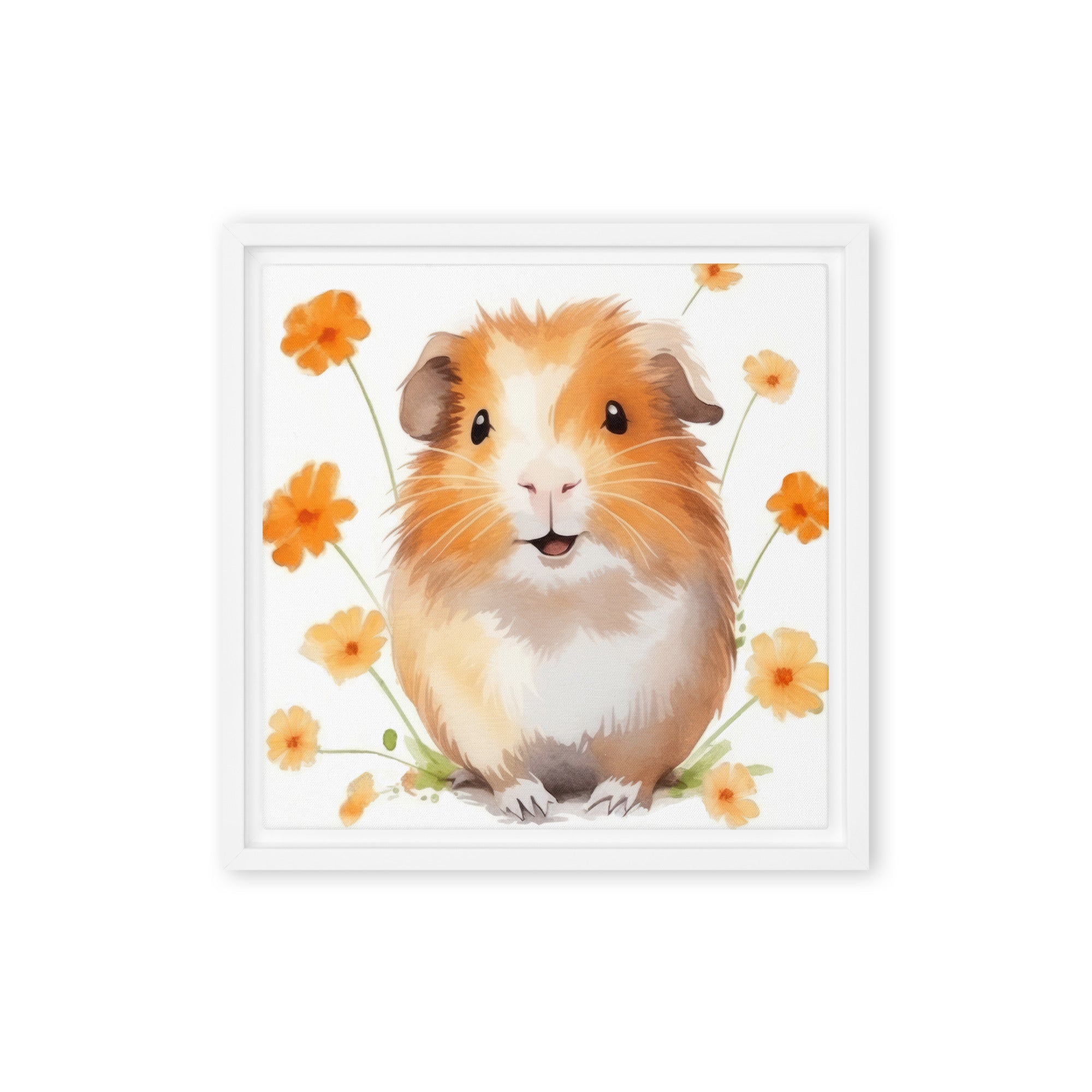 Guinea Pig Orange Flowers Art