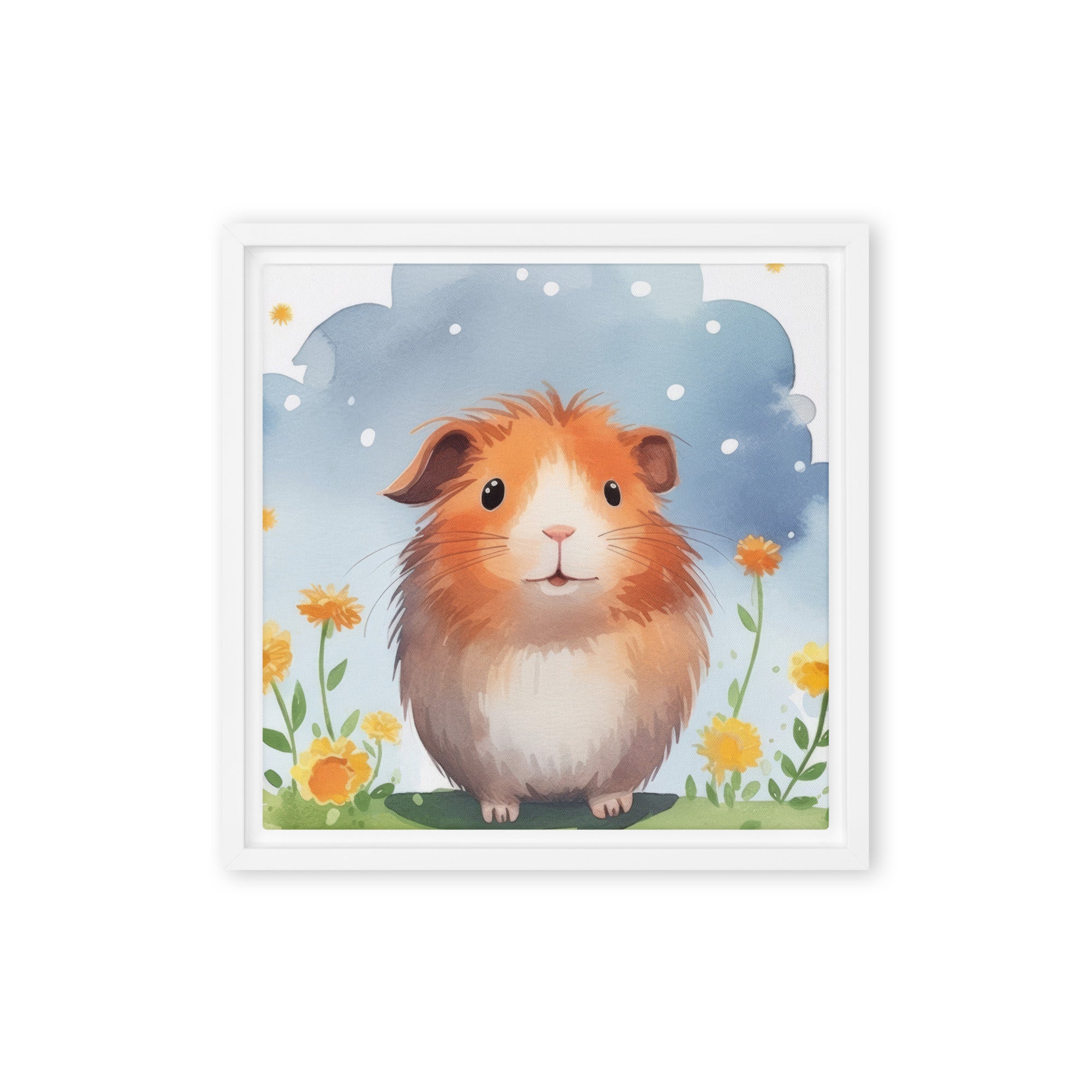 Guinea Pig Art Orange Flowers