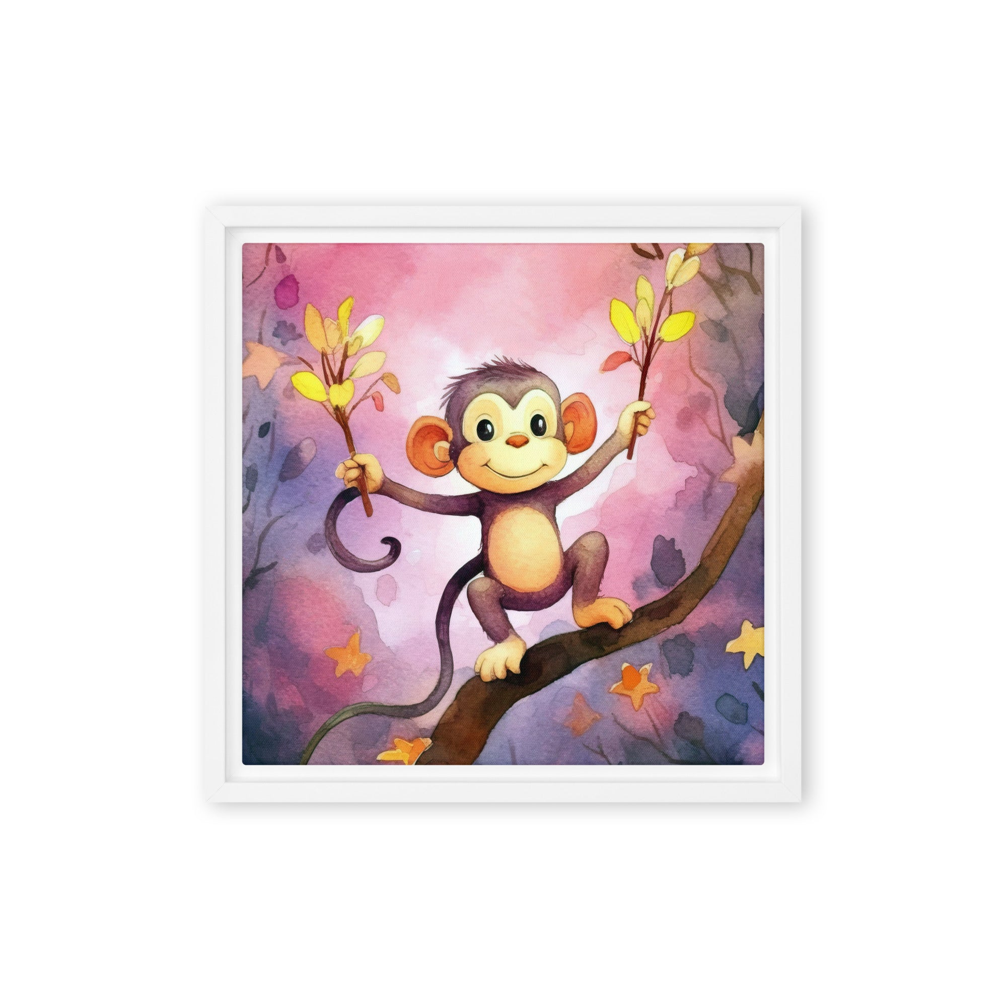 Monkey Art Framed Canvas