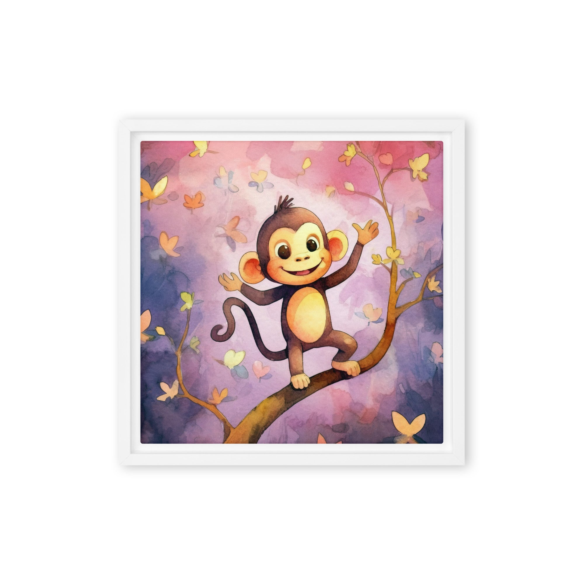 Monkey Art Framed Canvas