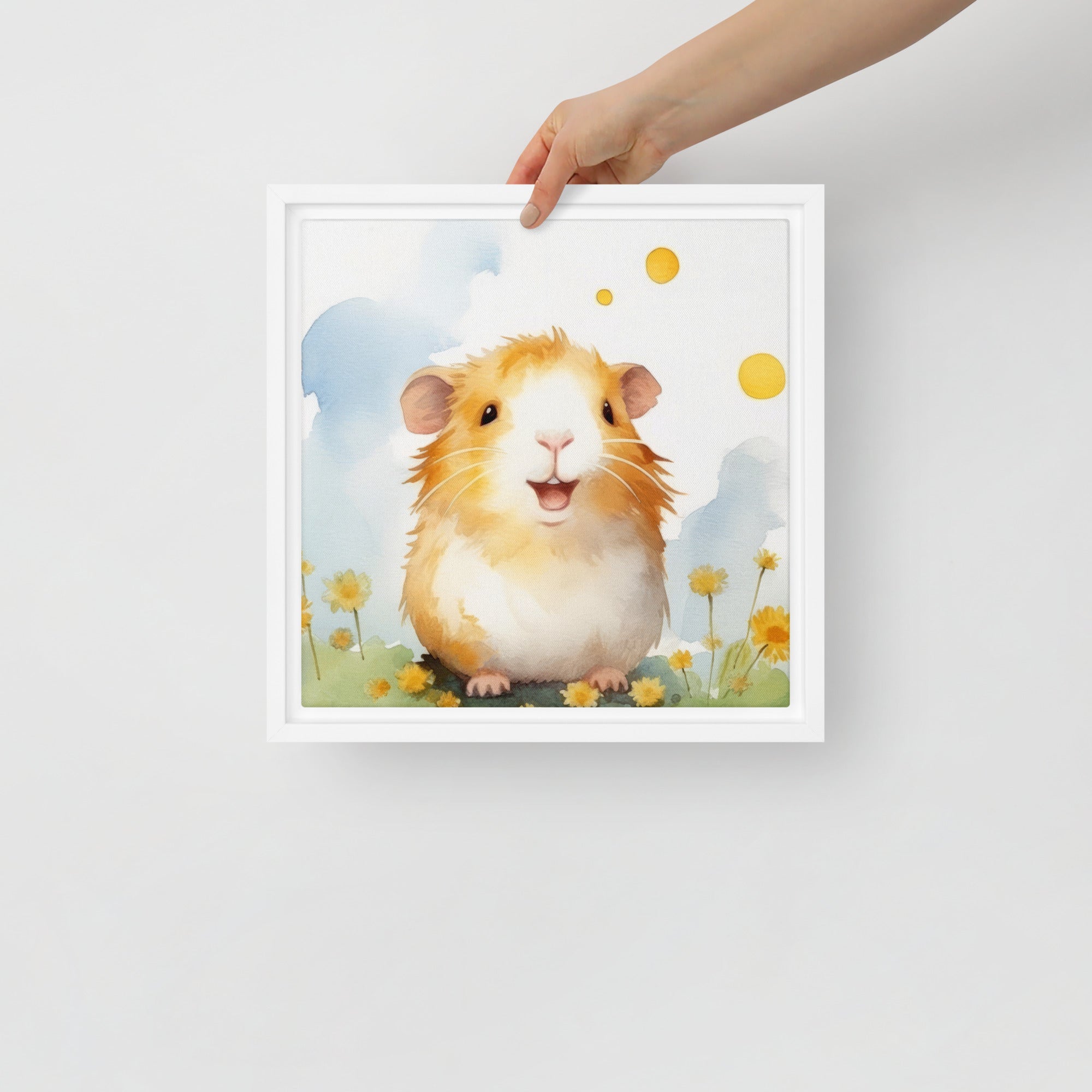 Guinea Pig Orange Flowers Art