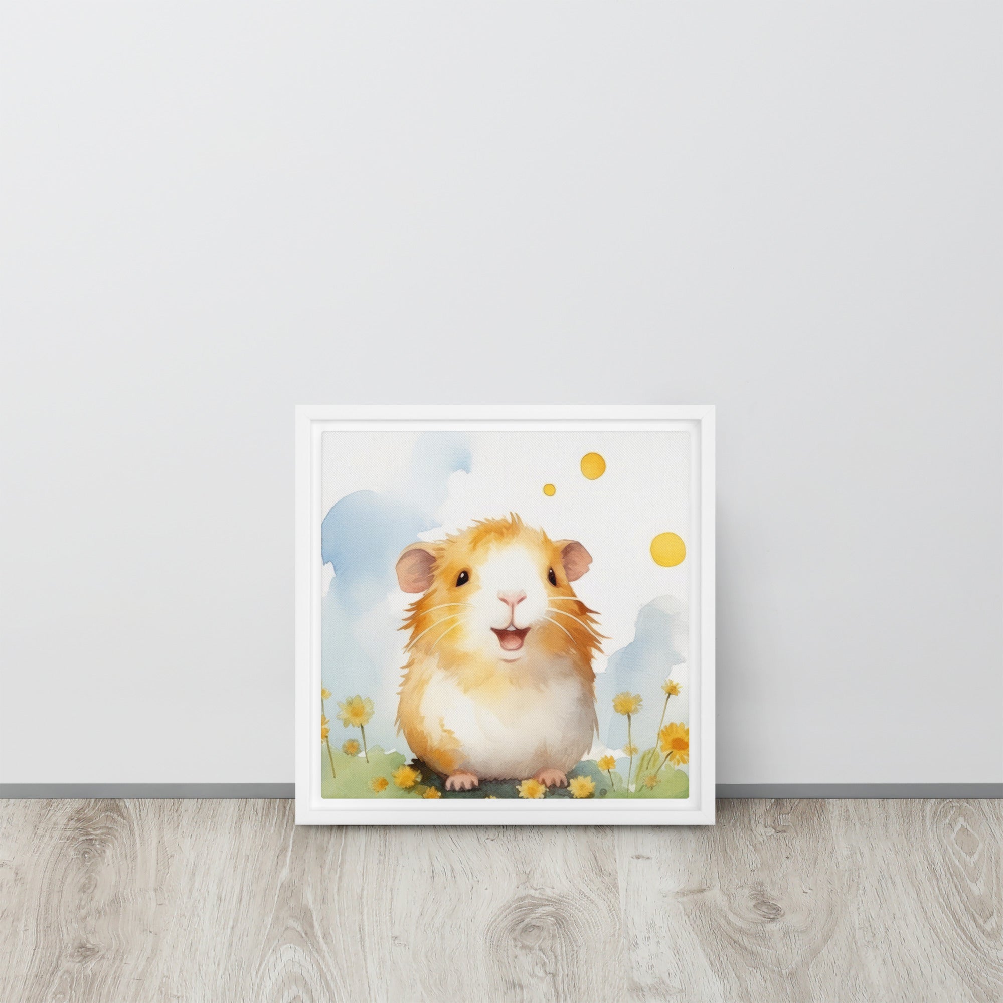 Guinea Pig Orange Flowers Art