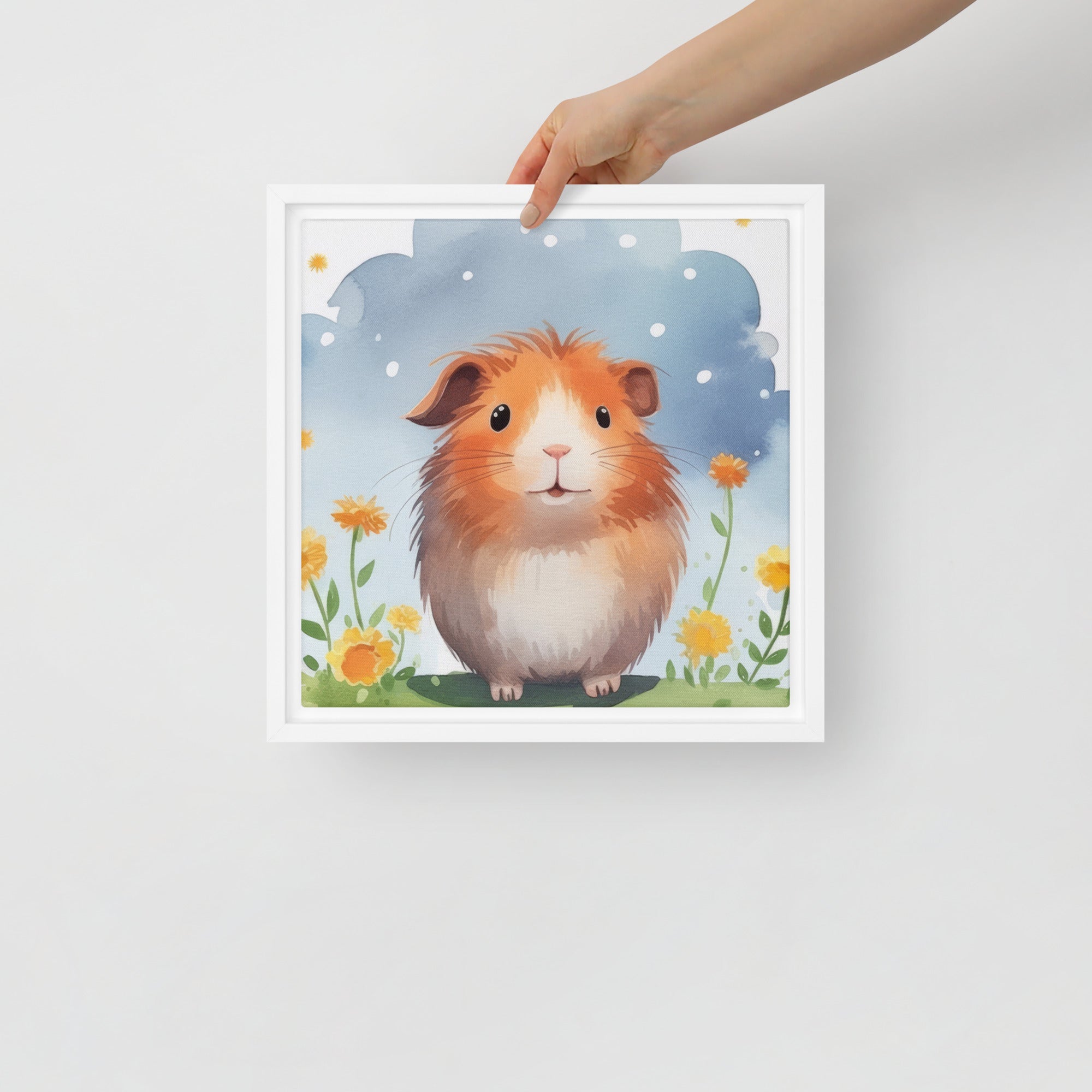 Guinea Pig Art Orange Flowers