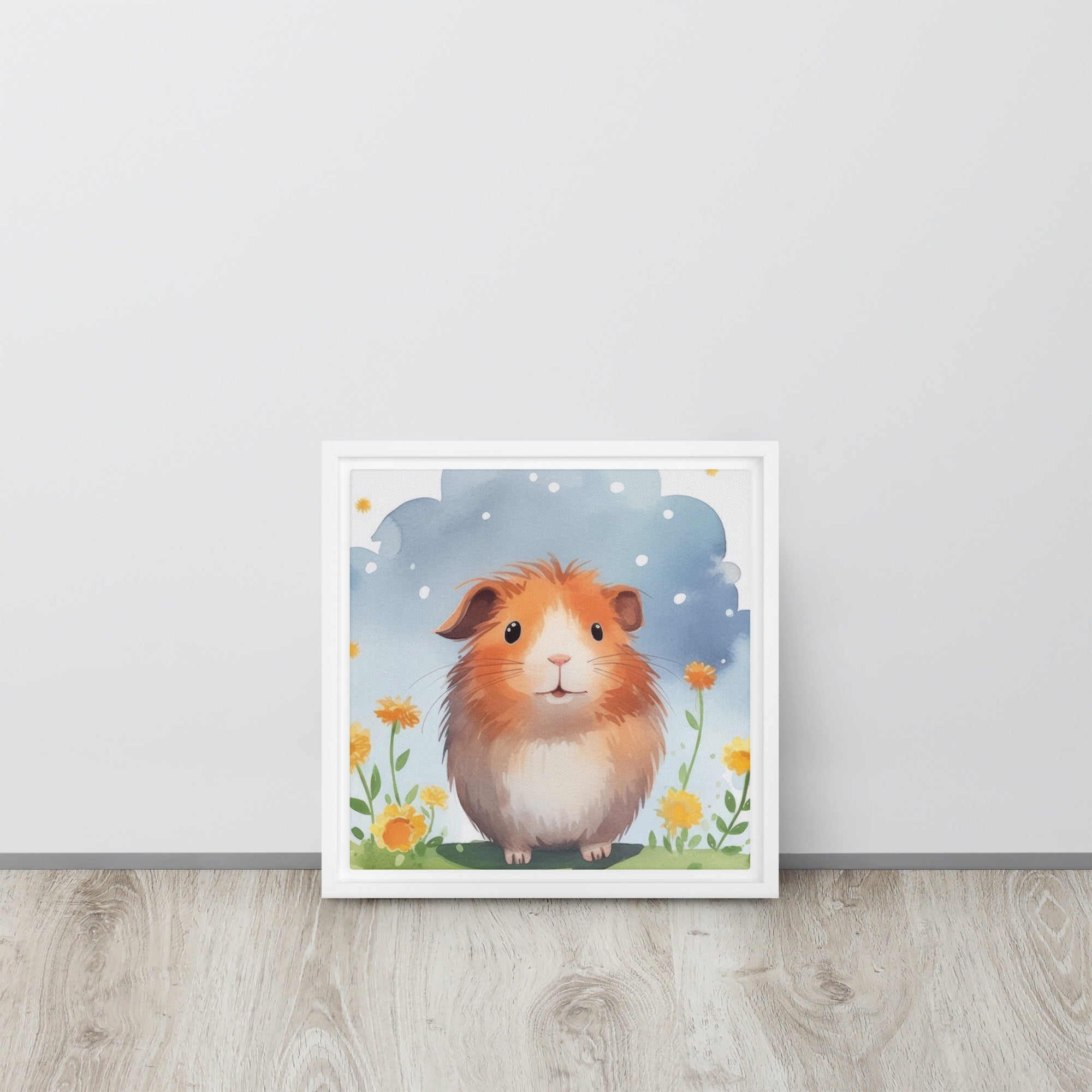 Guinea Pig Art Orange Flowers