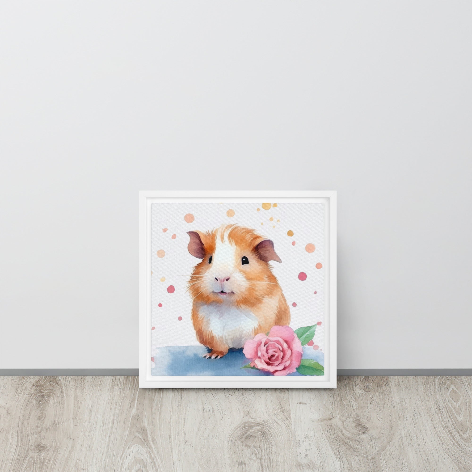 Guinea Pig Pink Flowers Art