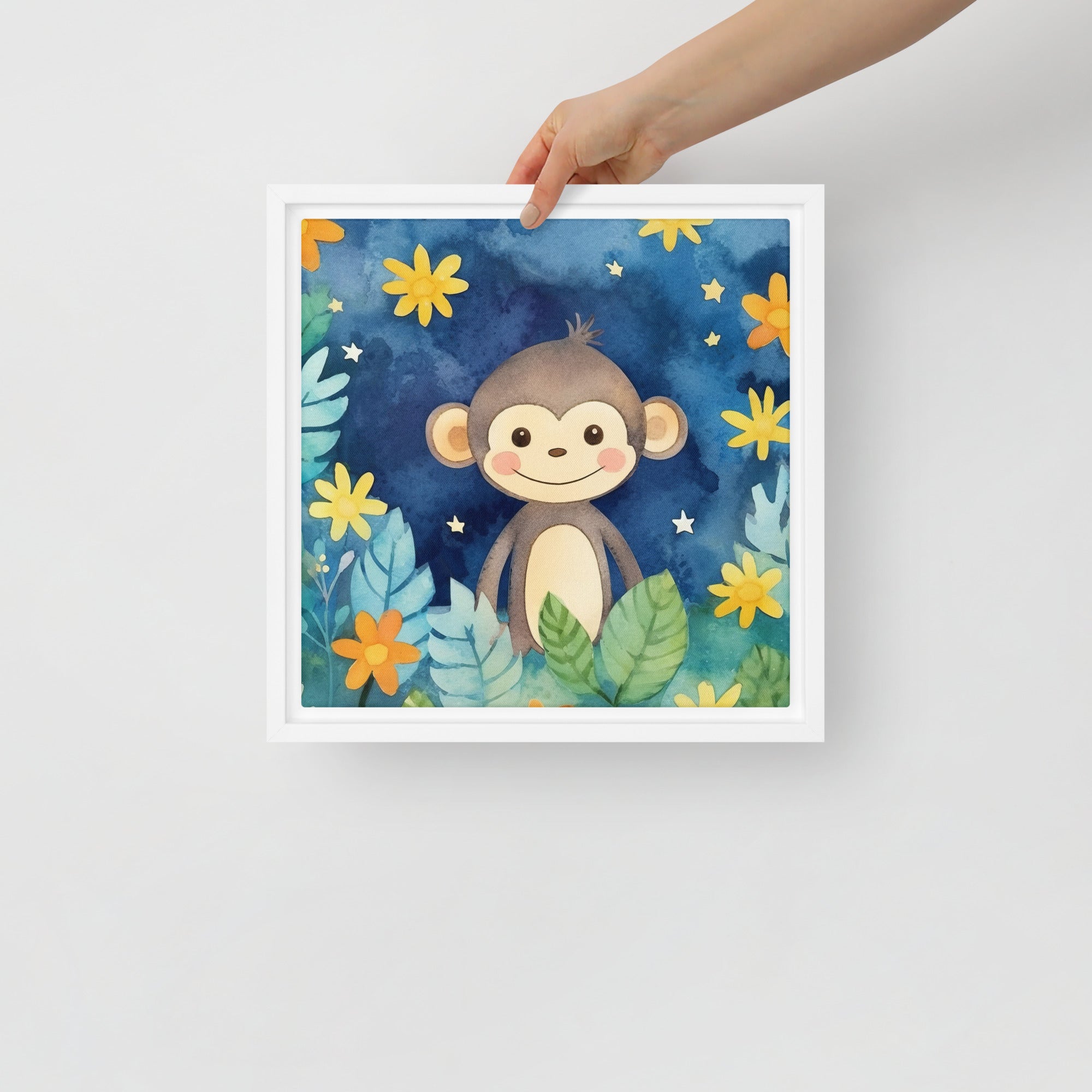 Monkey Art Framed Canvas