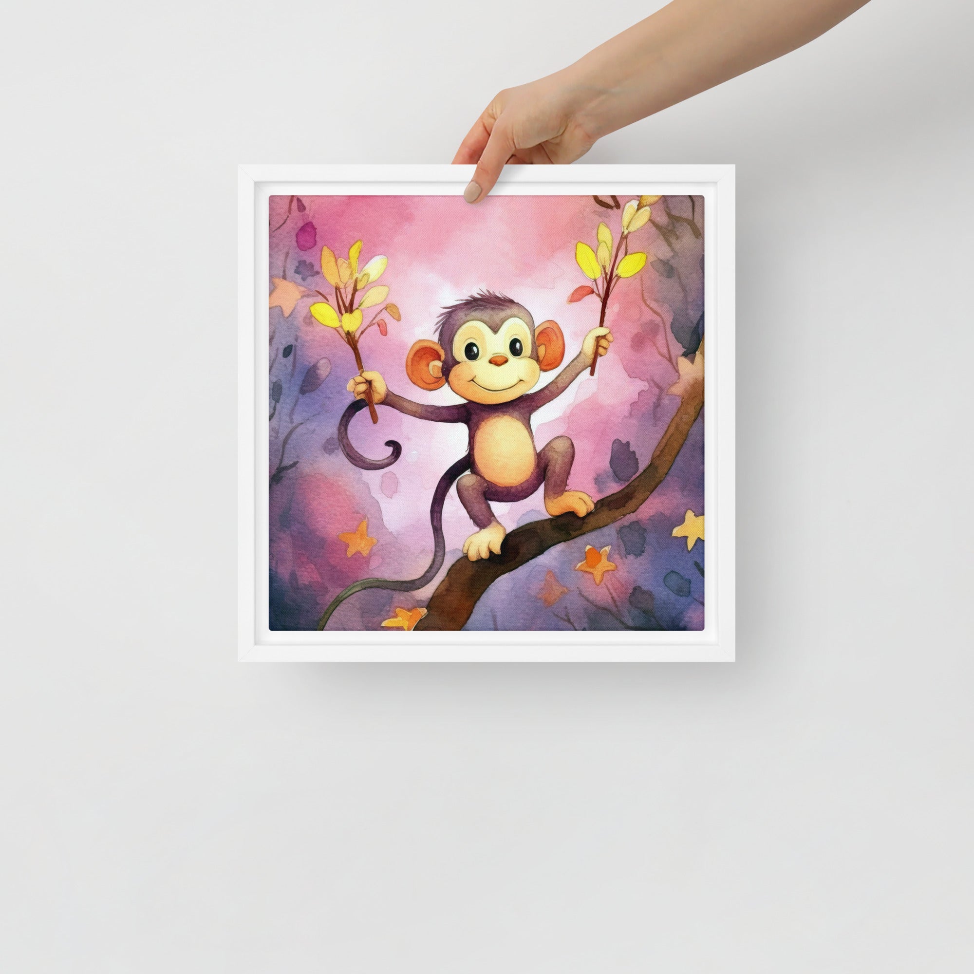 Monkey Art Framed Canvas