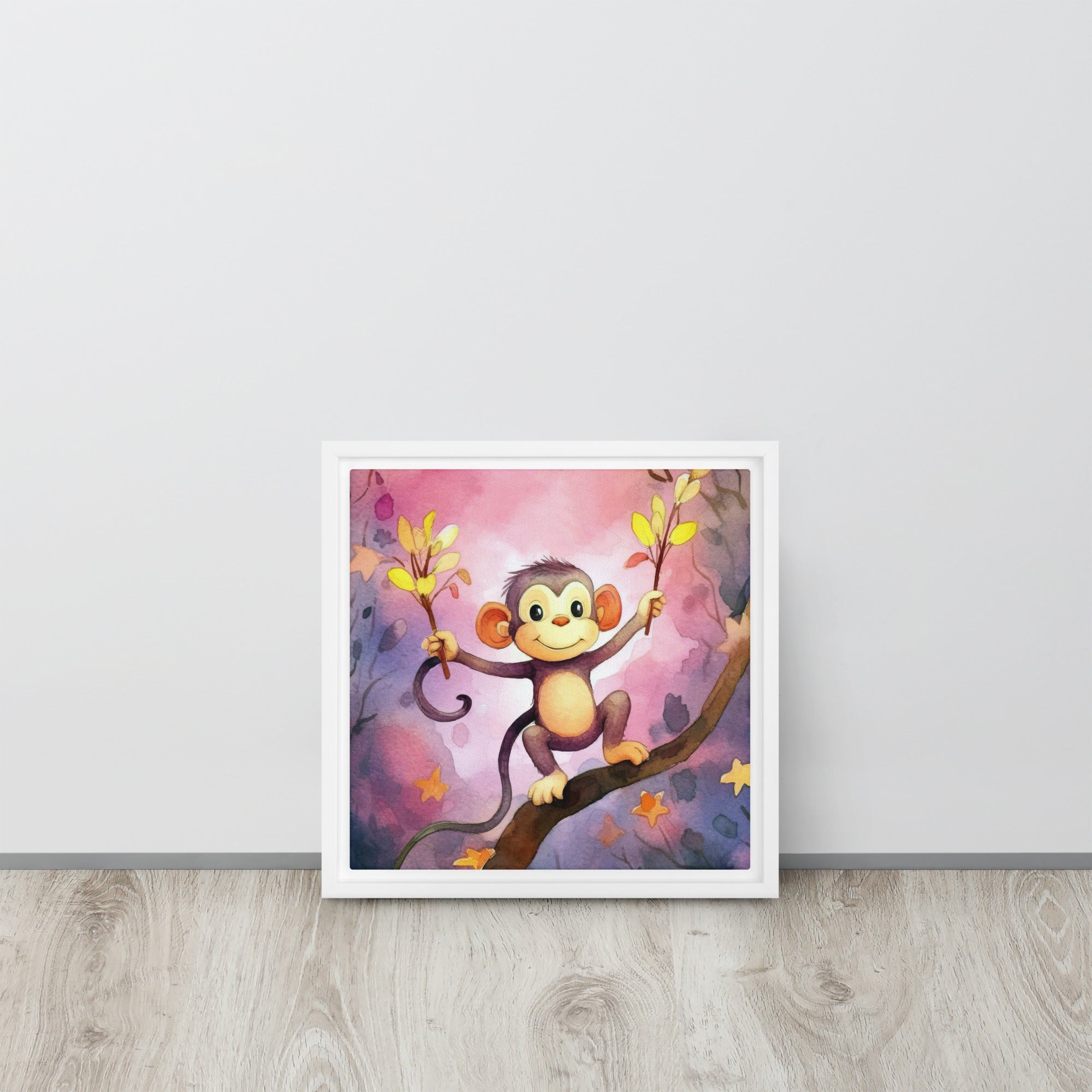 Monkey Art Framed Canvas