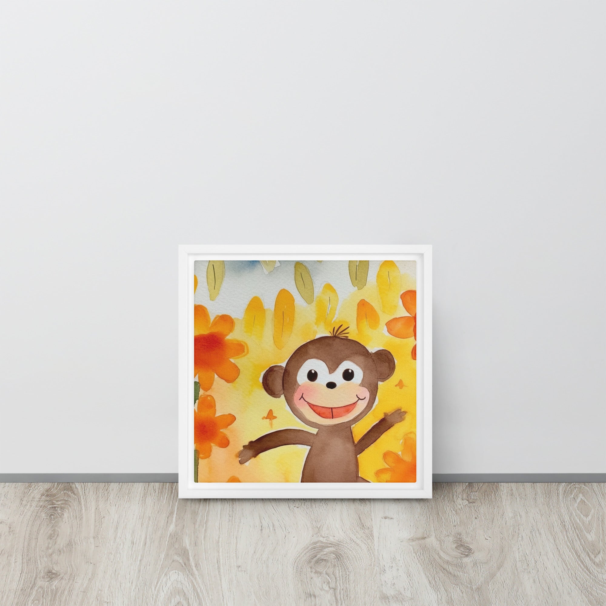 Monkey Art Framed Canvas