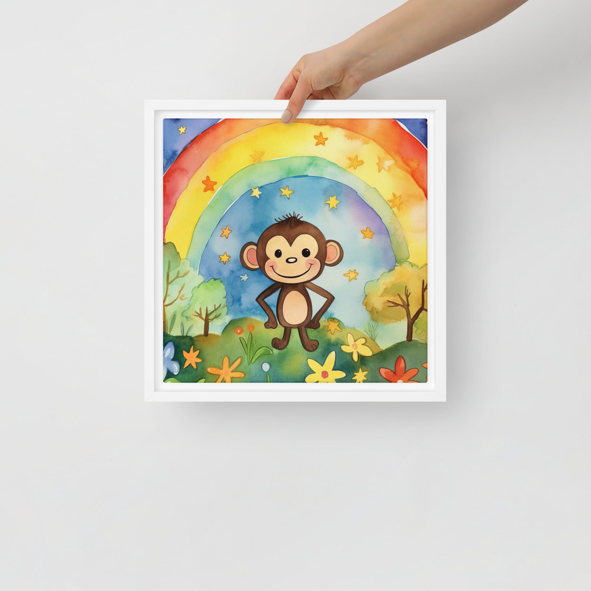 Monkey Art Framed Canvas