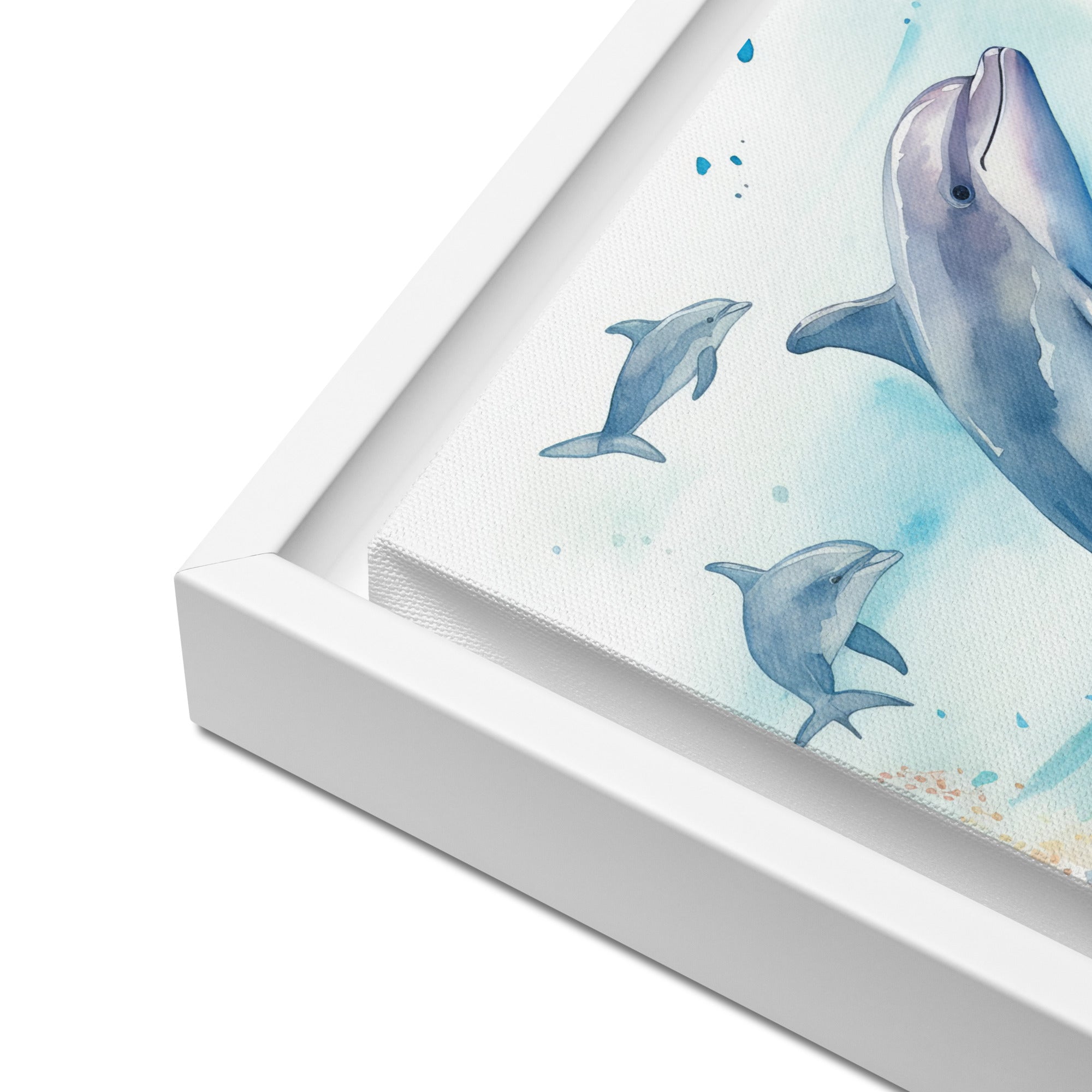 Dolphin Art Framed Canvas