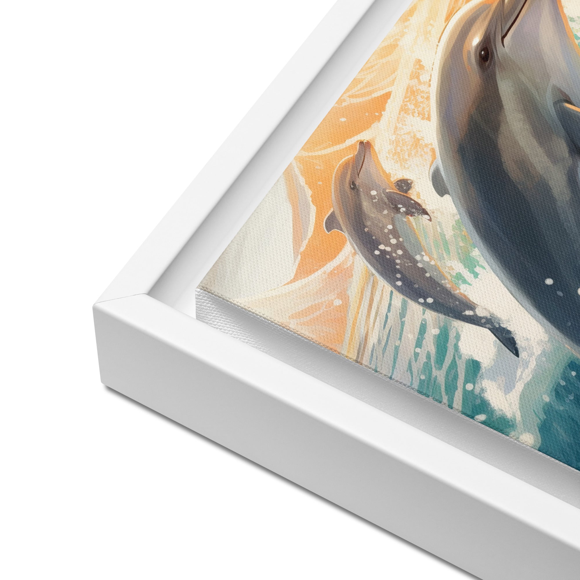 Dolphin Art Framed Canvas