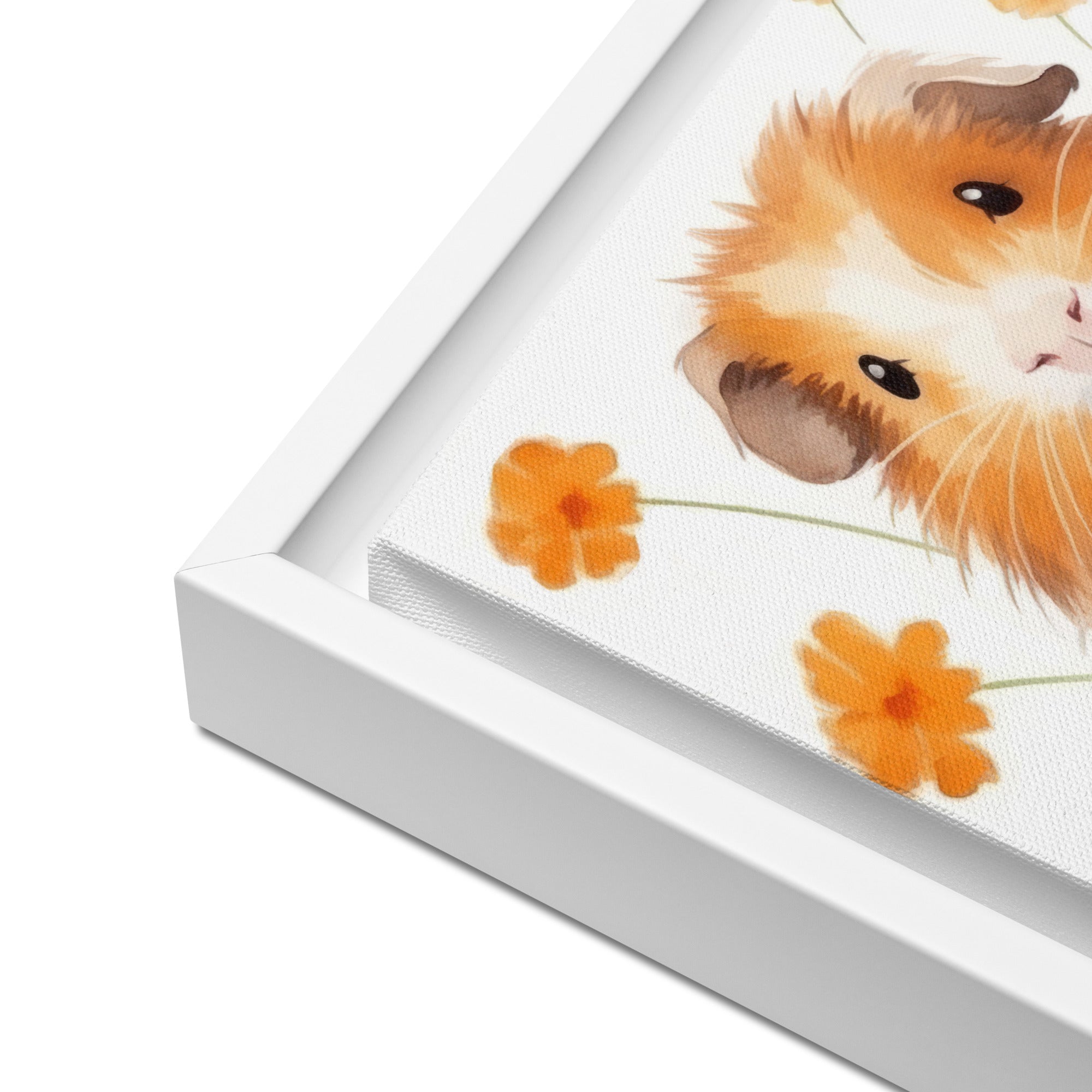 Guinea Pig Orange Flowers Art